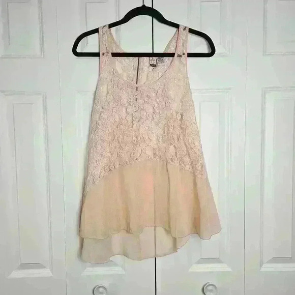 Love On A Hanger Medium Lace Sheer Pink Tank - Picture 1 of 4